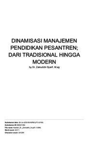 DINAMISASI MANAJEMEN PENDIDIKAN PESANTREN; DARI TRADISIONAL HINGGA ...